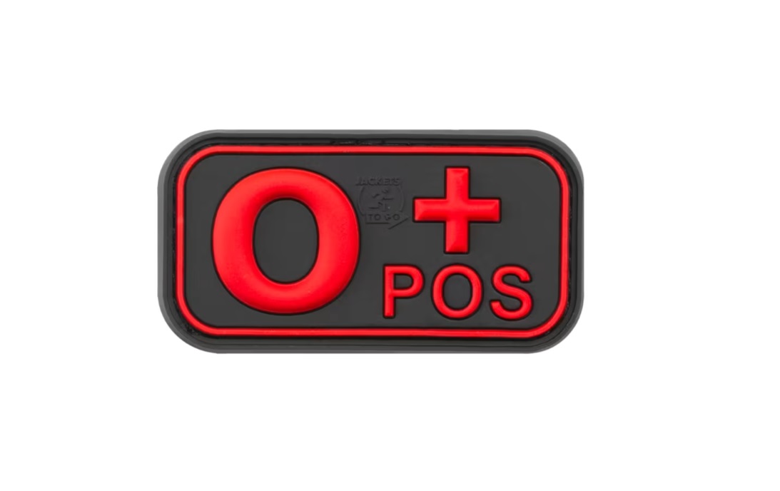 PATCH CAUCIUC -GRUPA SANGUINA - 0 POZITIV - BLACKMEDIC